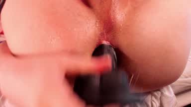 open wide hardcore black dildo close up destroed h