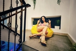 On the stairs