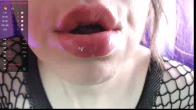 Hot tongue-lips-spit teasing