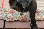 miss with pantyhose and heels