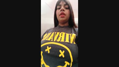 Flashing my boobs in a public toilet 😏