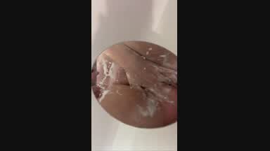 shaved-foamed pussy play