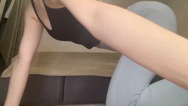 Slowly, on one's knees