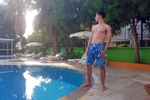 Wet fit body under sunlights