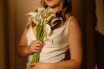 sofia and dima — White dress with pearls and flowers