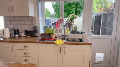 Kitchen worktop naked dildo fuck wearing marigolds