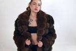 photo shoot in a fur coat