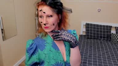 blue gloves and veil