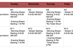 August Bi-Weekly Schedule🥀🕸️