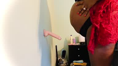 Pregnant bent over dildo suck and fuck