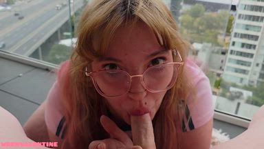 Balcony blowjob ~