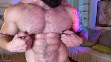 Biceps and chest flexing/nipples play