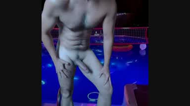 twisting and flexing on public pool