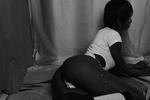 Erotic ebony girl on swimsuit
