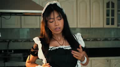 Maid Giggles While Accidentally Showing Her Pantie