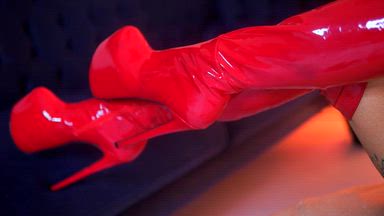 Extreme Red High Fetish Boots Addiction