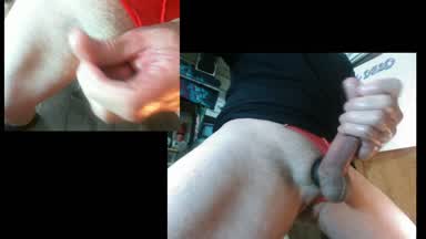 Cum shot with red panties