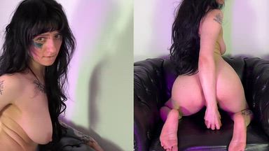 riding MASSIVE dildo reverse cowgirl