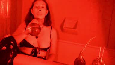 Bathwater, red vase