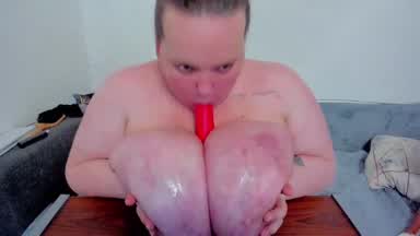 New toy fucks my tits and mouth