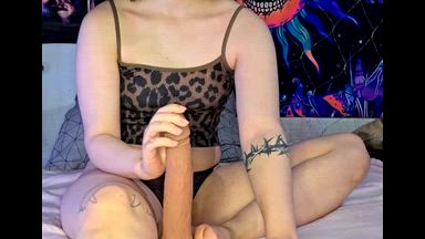playing with a dildo with my feet