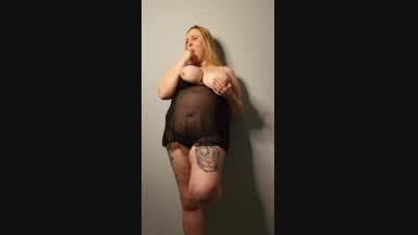 Vicky the little cock tease up against the wall