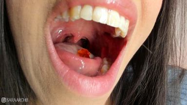 rubber bear in huge throat
