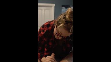 M/F: Quick sloppy blowjob in flannel shirt