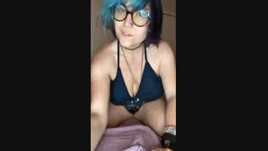 Blue Haired Babe Gives JOI