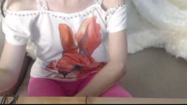topless in pink yoga pants