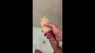 Silicone vagina in the shower