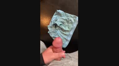 Cum Shot on Blue Calvin Klein briefs