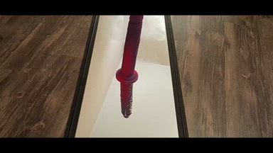 Riding A Dildo on A Mirror