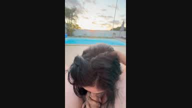 I sucked him by the pool on sunset