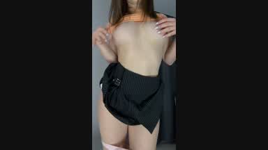 naked in a short skirt
