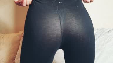black leggins tease :)