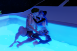 Beatch blue yacht (night)