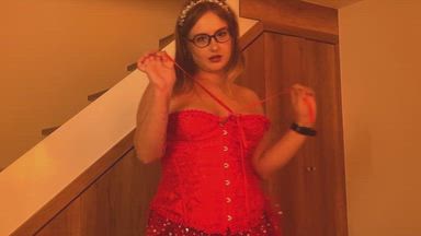 hot dance in a red corset