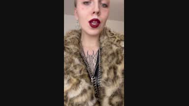 Goddess in fur gently dominating you