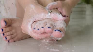 Feet in foam