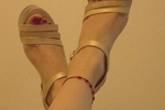 Mommy's Golden heels and pretty toes.