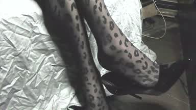 Leopard Print Dangle and Nylon Toes