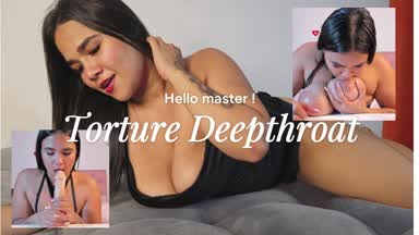 Latina with a very deep throat