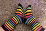 Black and Neon socks, worn by Nell