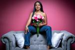 A new jean and pink flowers
