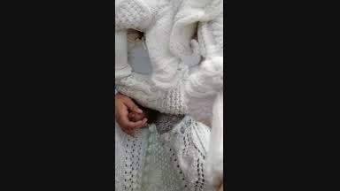 White sweater and skirt cumshot