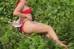 sexy set showing my pussy and tits on the beach