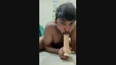 Nude Messy Dildo Blowjob
