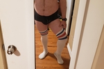 Short shorts and knee highs