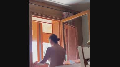 Orgasm balcony public
